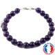 Bracelet Améthyste en Pierre Boule de 8 mm
