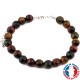 Bracelet Oeil de Tigre Multicolore en pierre Boule Facette 8 mm Qualité A