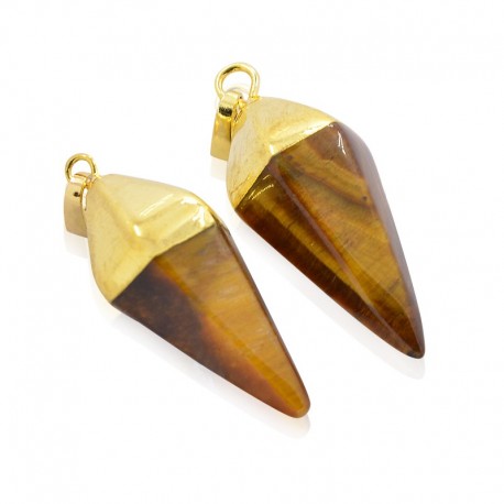 Pendentif Oeil de Tigre en Pierre Triangle 