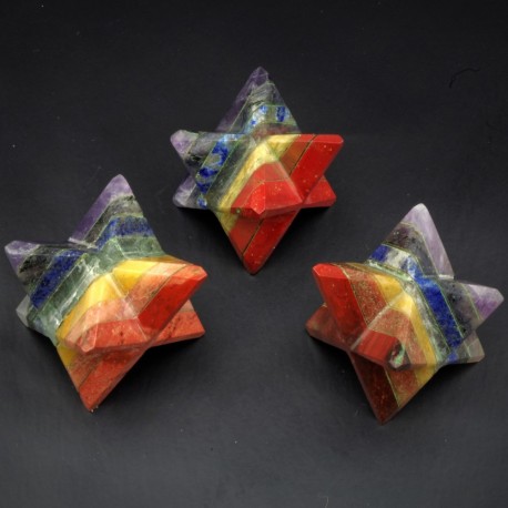 Etoile Merkaba 7 Chakras. Objet de lithothérapie en minéraux naturels