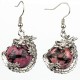 Boucles d'Oreilles Dragon et Pierre en Rhodocrosite