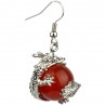 Boucles d'Oreilles Dragon et Pierre en Agate Rouge