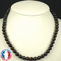 Collier Boules de 8mm en Oeil de Tigre de Fer