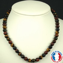 Collier Boules facetées de 8mm en Oeil de Tigre qualité A
