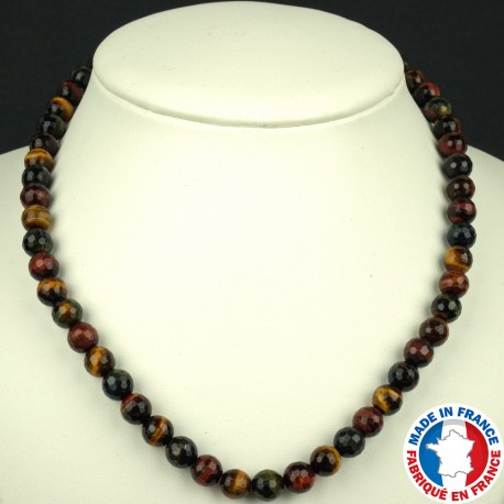 Collier Boules facetées de 8mm en Oeil de Tigre qualité A