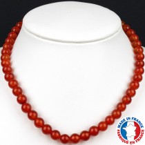 Collier Boules 8mm en Cornaline naturelle