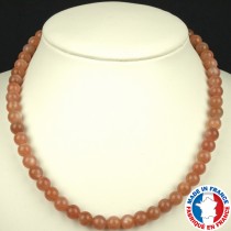 Collier Boules 8mm en Pierre de Soleil de Qualité AAA