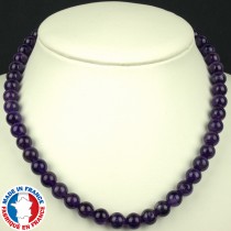 Collier Boules 8mm en Améthyste de Qualité A