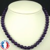 Collier Améthyste en Pierre Boule 8 mm