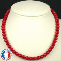 Collier Boules 8mm en Corail naturel