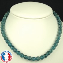 Collier Boules 8mm en Fluorite Bleue qualité A