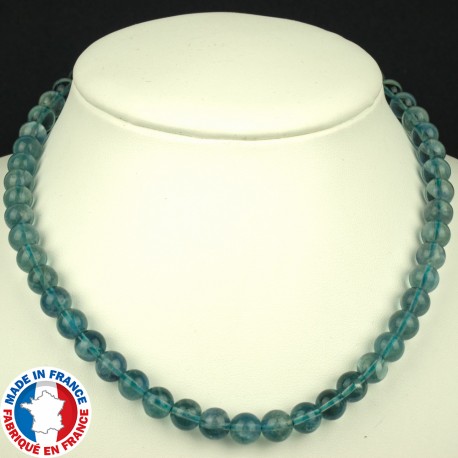 Collier Boules 8mm en Fluorite Bleue qualité A