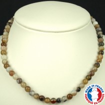 Collier lithothérapie pierre semi précieuse Agate Botswana naturelle