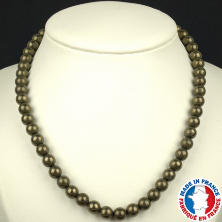 Collier Boules 8mm en Pyrite naturelle