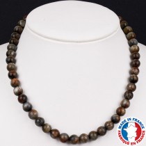 Collier Boules de 8mm en Oeil de Faucon