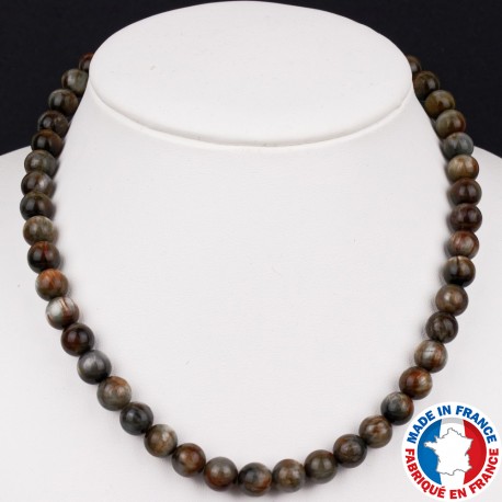 Collier Boules de 8mm en Oeil de Faucon