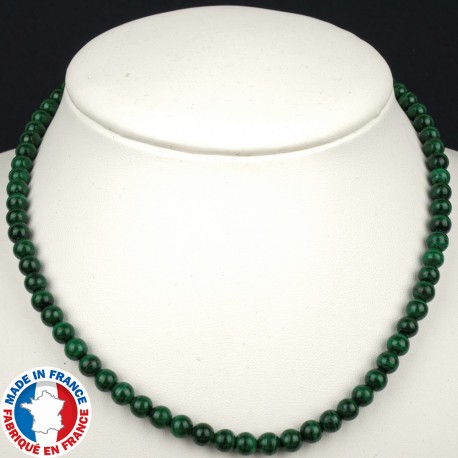 Collier Boules 6mm en Malachite de qualité A