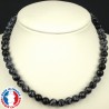 Collier Boules de 8mm en Obsidienne Flocon de Neige