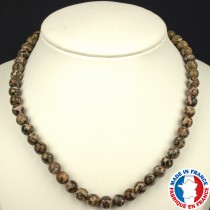 Collier Boules 8mm en Jaspe Léopard