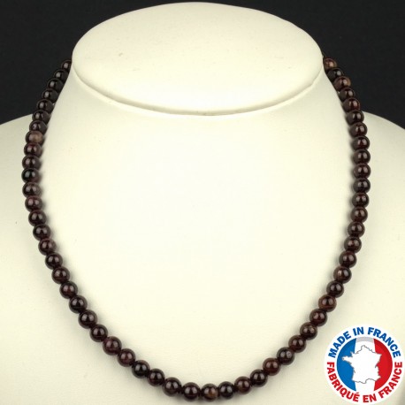 Collier Boules 6mm en Grenat qualité A