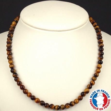 Collier Boules de 6mm en Oeil de Tigre qualité A