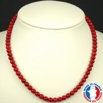 Collier Boules 6mm en Corail naturel