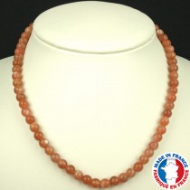 Collier Boules 6mm en Pierre de Soleil de Qualité AAA
