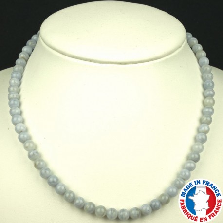 Collier pierre naturelle Agate Blue lace Extra. Bijoux lithothérapie
