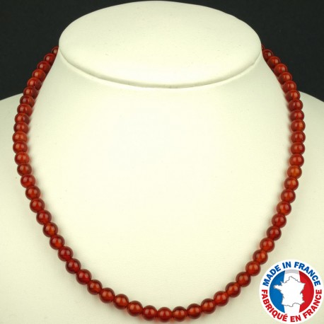 Collier Boules 6mm en Cornaline naturelle
