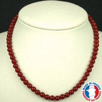 Collier pierre semi précieuse Agate rouge naturelle. Bijoux minéraux