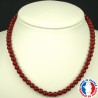 Collier pierre semi précieuse Agate rouge naturelle. Bijoux minéraux