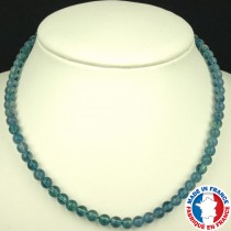 Collier Boules 6mm en Fluorite Bleue qualité A