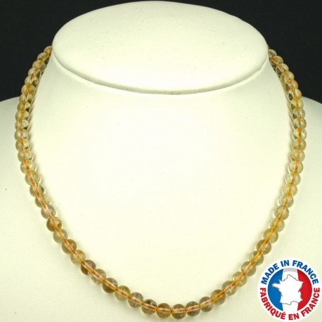 Collier Boules 6mm en Citrine naturelle qualité A