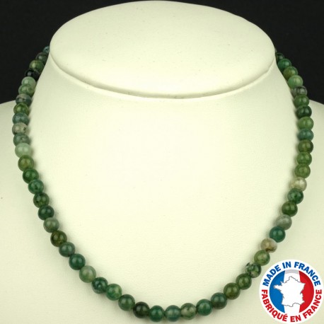 Collier en pierre naturelle Agate Mousse. Bijoux pierre semi précieuse