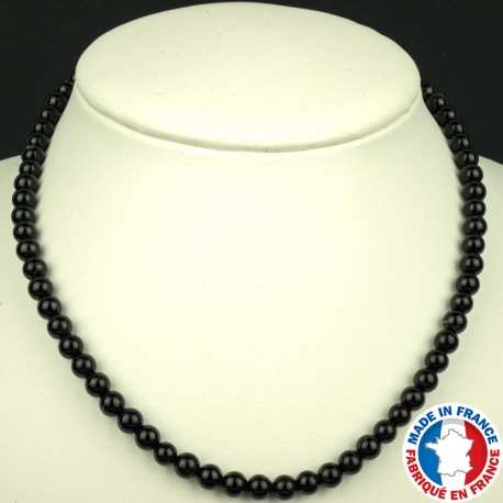 Collier Boules de 6mm en Tourmaline Noire