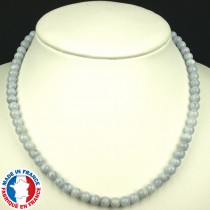 Collier Boules 6mm en Calcédoine bleue