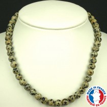 Collier Boules 8mm en Jaspe Dalmatien