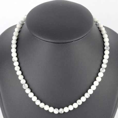 Collier Howlite en Pierre Boule 6 mm