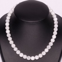 Collier Boules faceté 10mm en Cristal de Roche craquelé