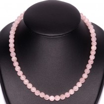 Collier Boules de 8mm en Quartz Rose