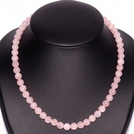 Collier Boules de 8mm en Quartz Rose